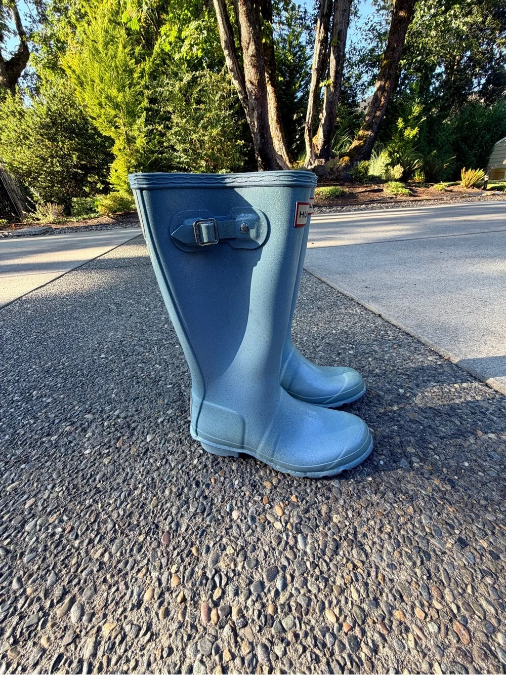 Hunter Gloss Tall Rain Boots in Sky Blue